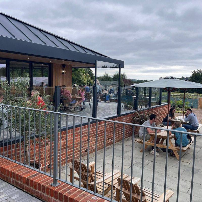 Terrace of a farm shop cafe