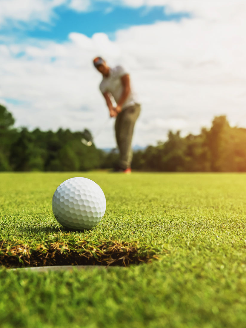 golf course ball close up