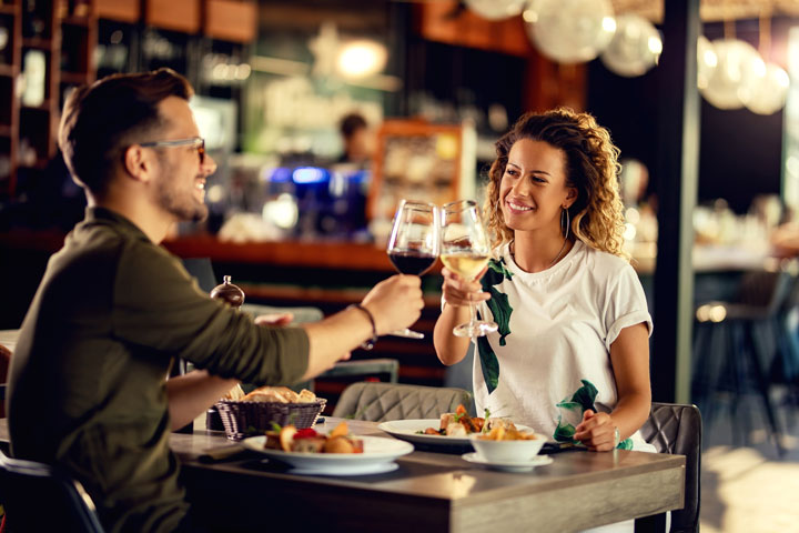 Couple eating out