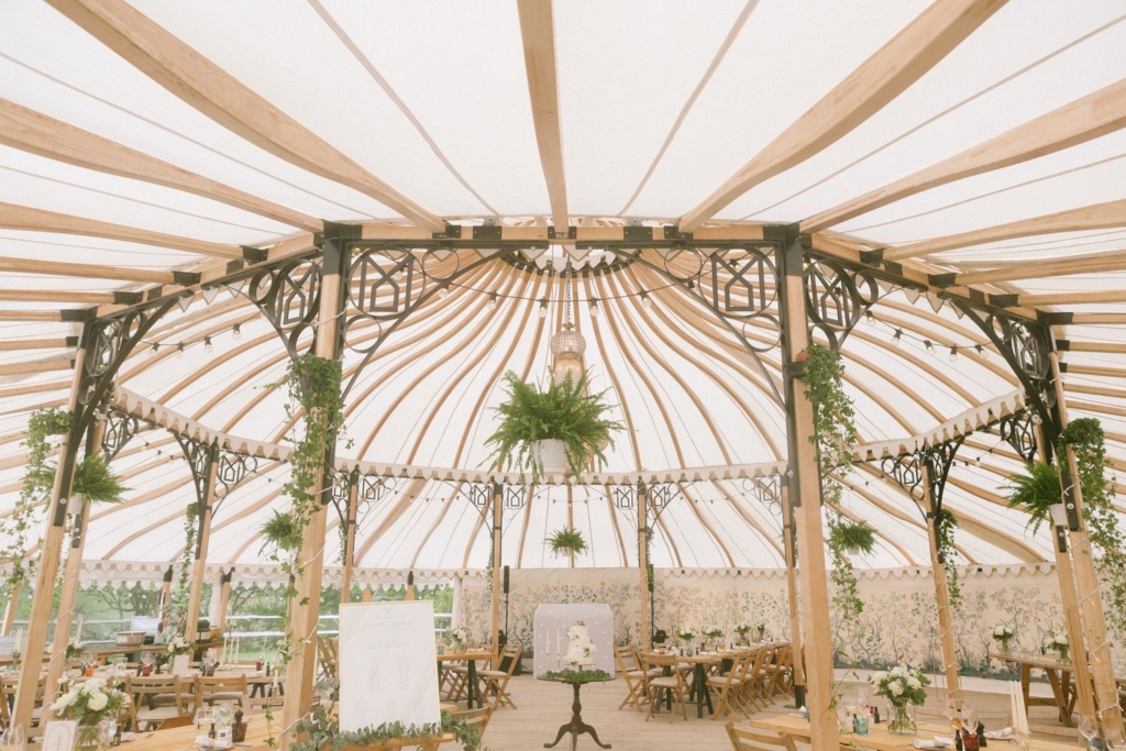 Wedding marquee with seating space