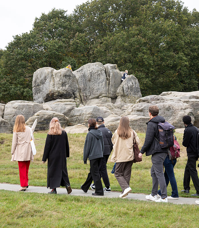 a group walking in the park