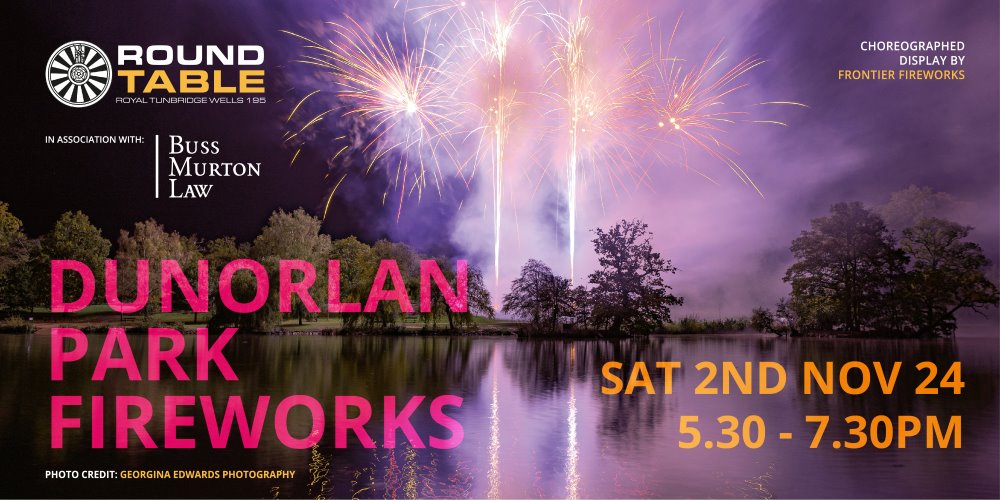 Dunorlan Park Fireworks: Saturday 2nd November 2024 5:30-7:30pm