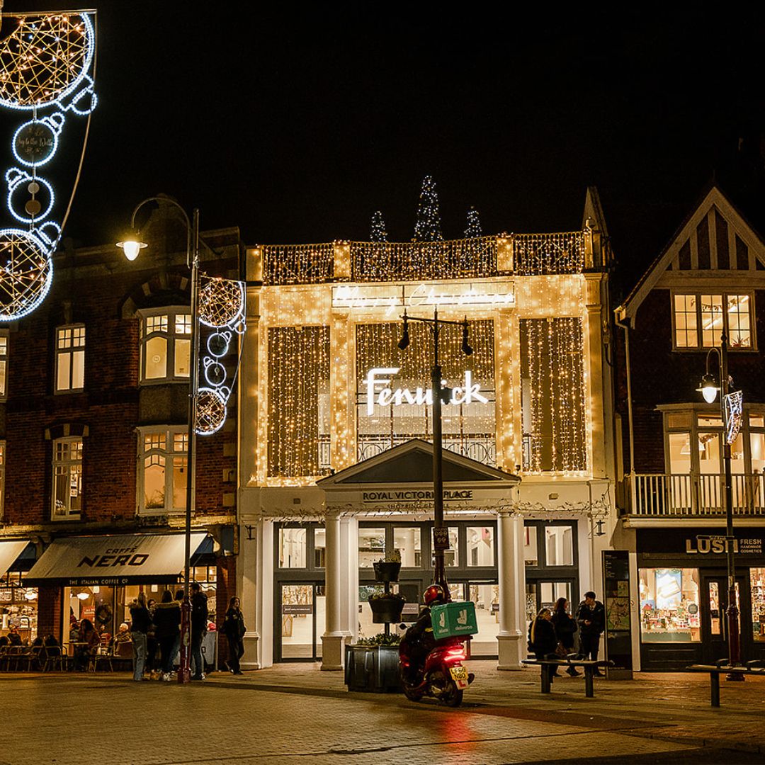 Christmas lights on Royal Victoria Place