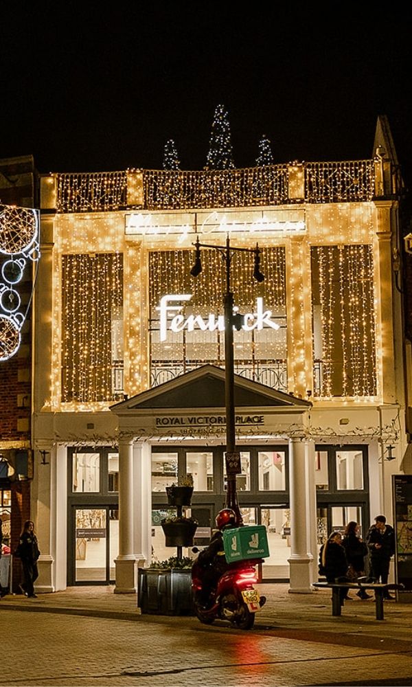 Christmas lights on shopping centre
