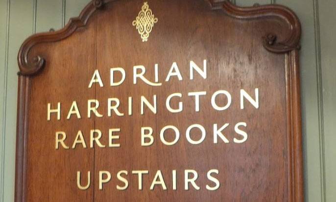 Adrian Harrington Rare Books interior signage